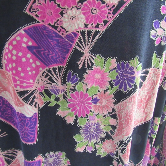 Colorful Travel Friendly Jacket Cardigan Top Pink Purple Asian Print 3X Womens - Picture 9 of 10